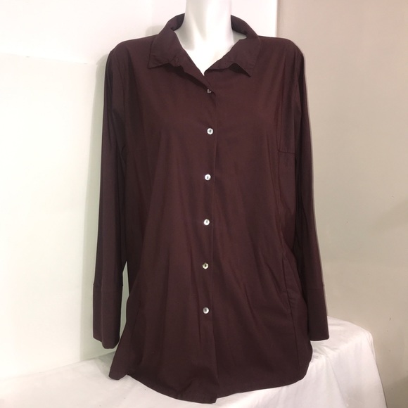 🧩Marla Wyne Mroon StretchTailored ButtonDownShirt - Picture 2 of 11